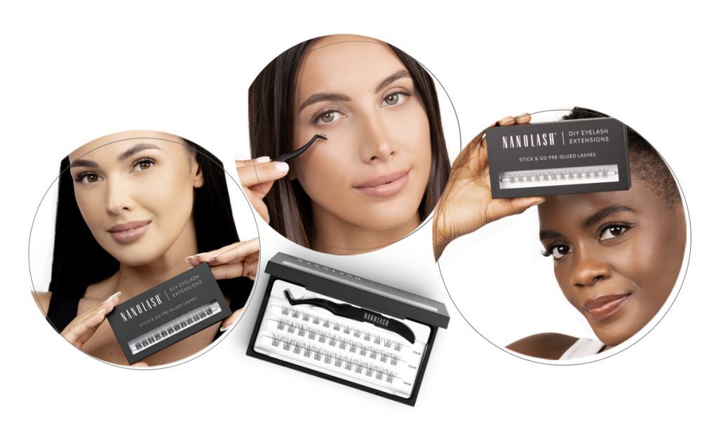 nanolash Pestañas en racimo Pre-pegadas